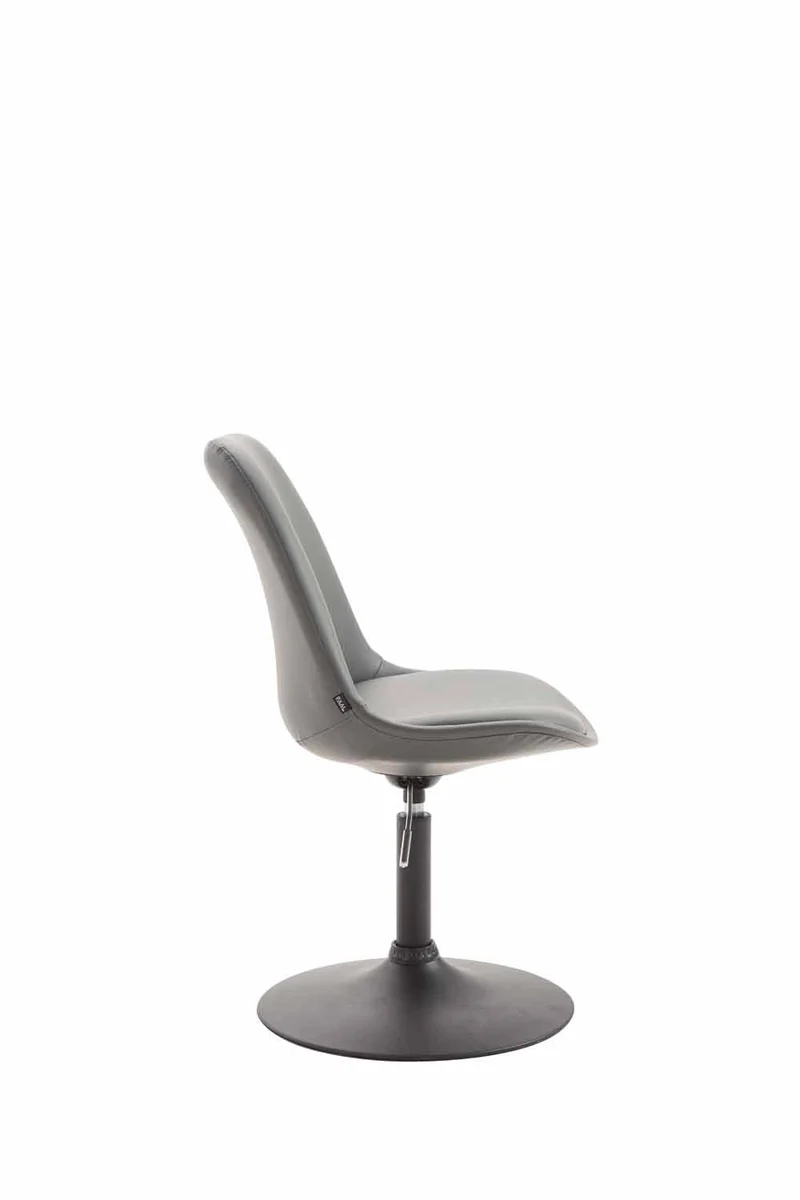 Chaise de salle à manger x1 pivotante hauteur réglable en PVC gris et pied trompette en métal noir 10_0003759