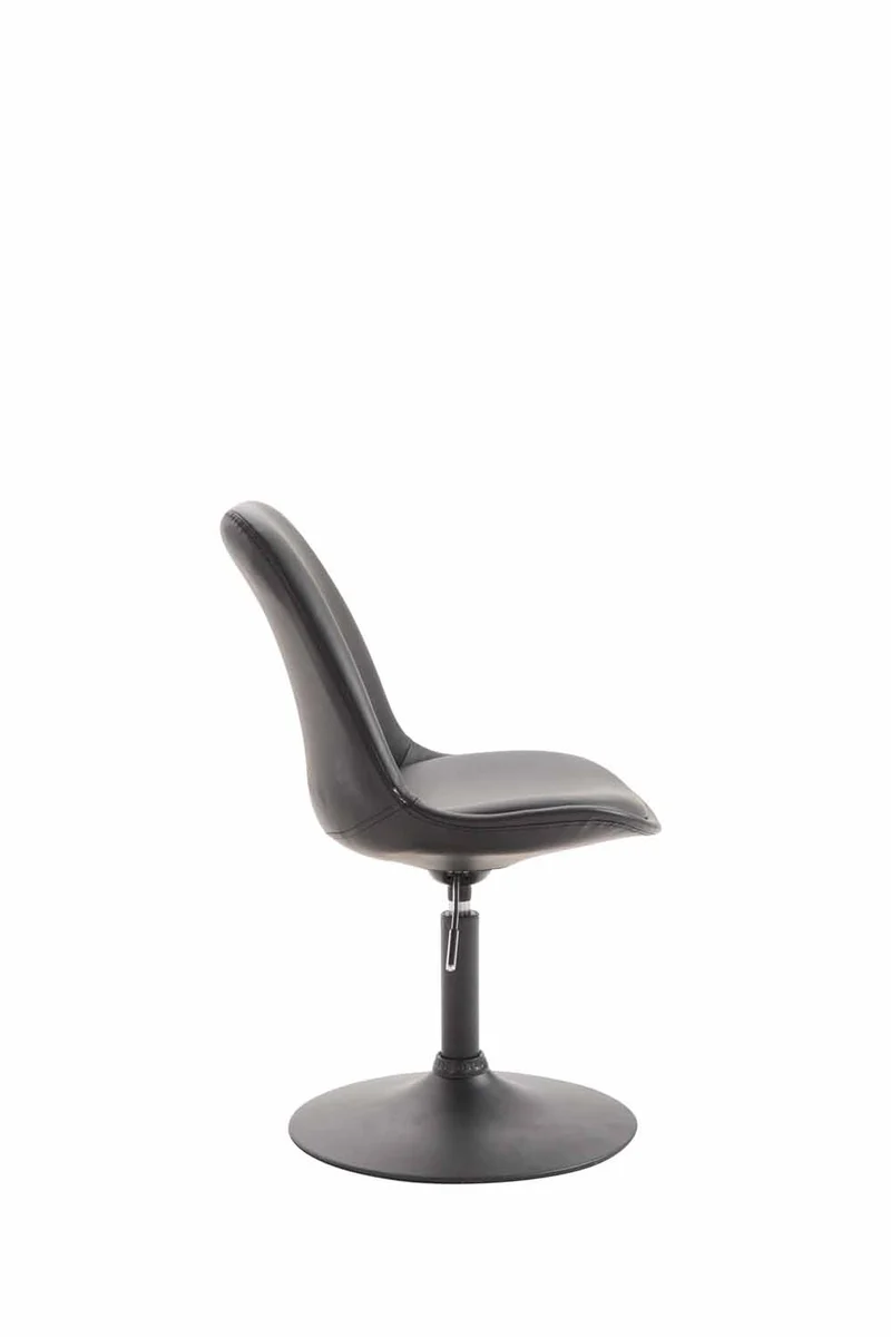 Chaise de salle à manger x1 pivotante hauteur réglable en PVC noir et pied trompette en métal noir 10_0003760