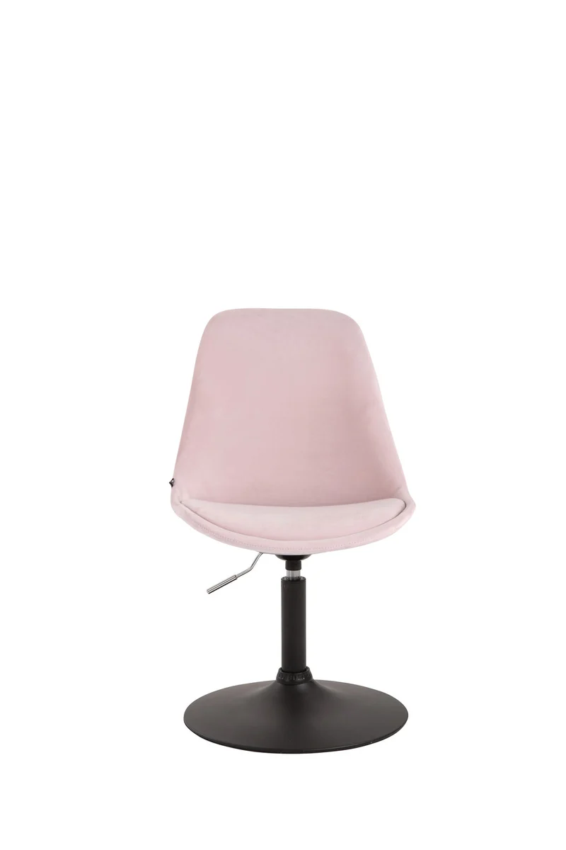 Chaise de salle à manger x1 pivotante hauteur réglable en velours rose et pied trompette en métal noir 10_0003501