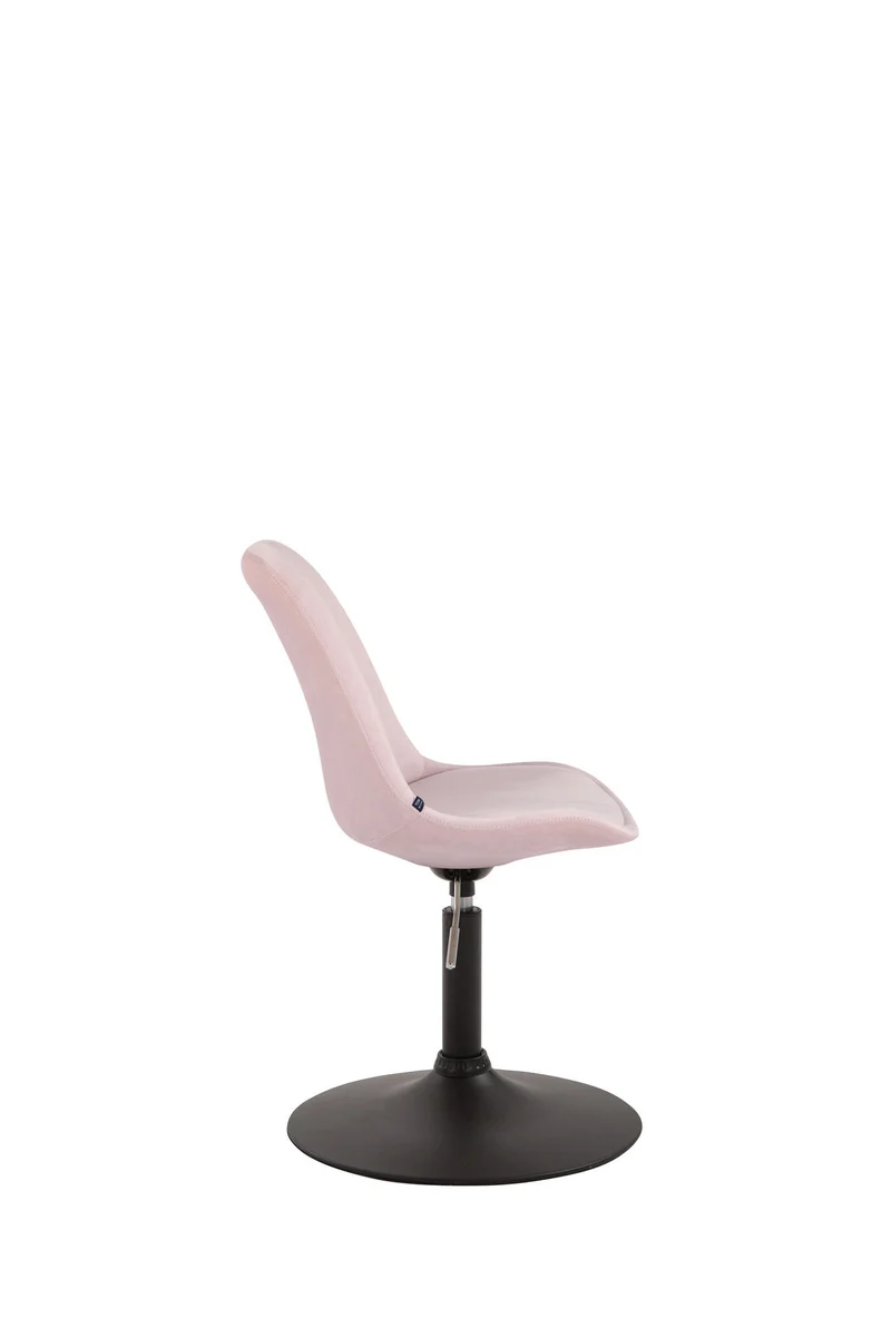 Chaise de salle à manger x1 pivotante hauteur réglable en velours rose et pied trompette en métal noir 10_0003501