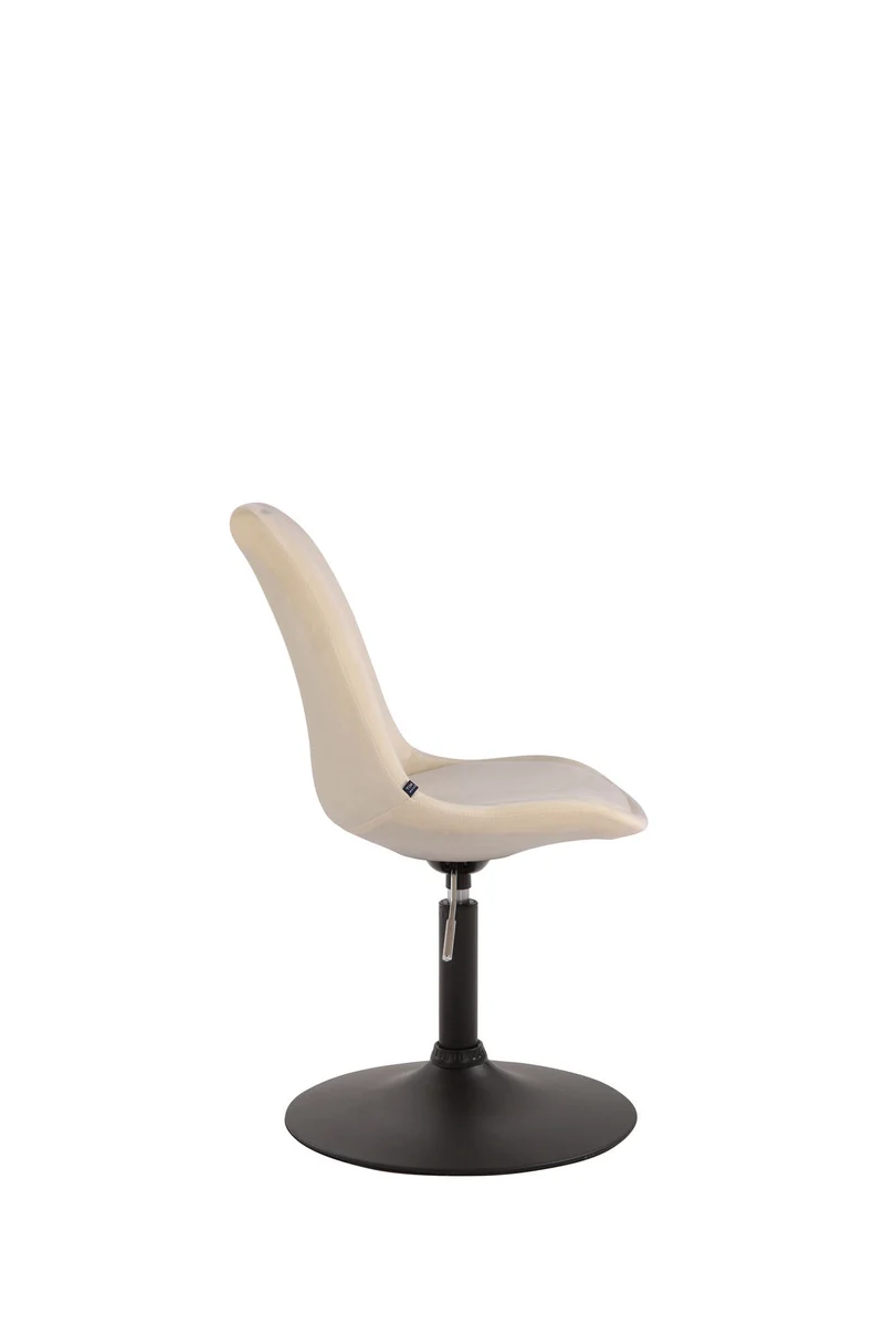 Chaise de salle à manger x1 pivotante hauteur réglable en velours crème et pied trompette en métal noir 10_0003499