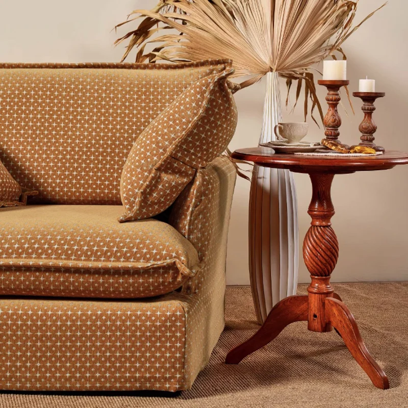 Starlight Pattern Swivel Birch Wood Accent Chair – French Retro Lounge Sofa for Living Room or Study