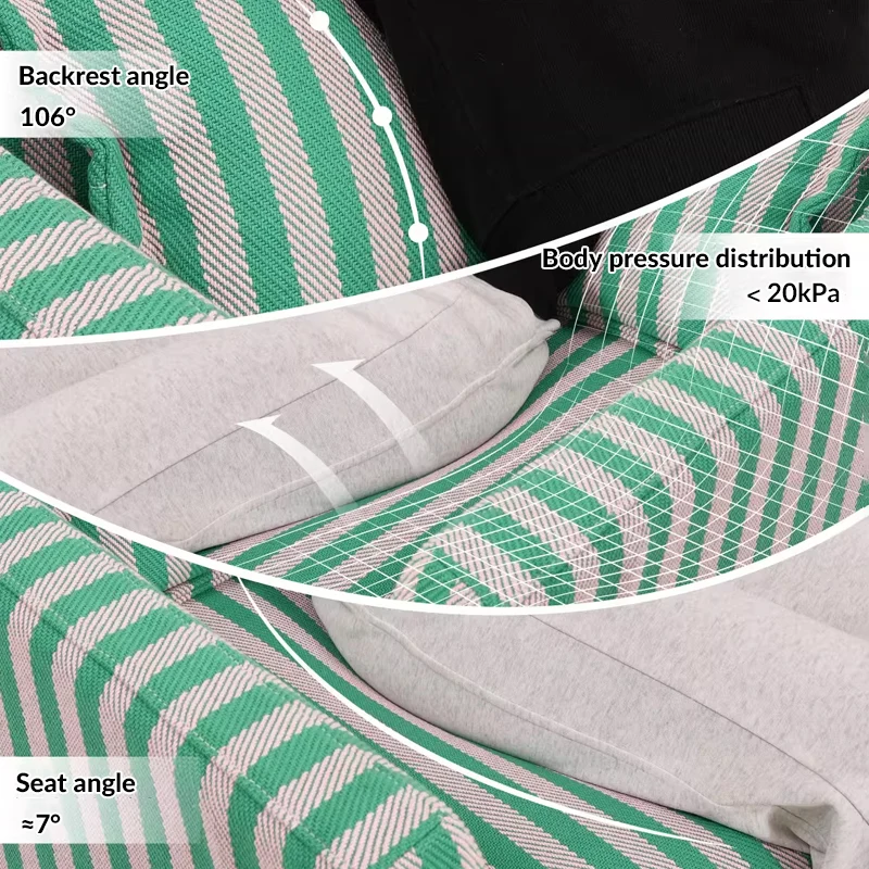 Green & White Stripe Pattern Birch Wood Accent Chair – Scandinavian Lounge Chair for Living Room or Study