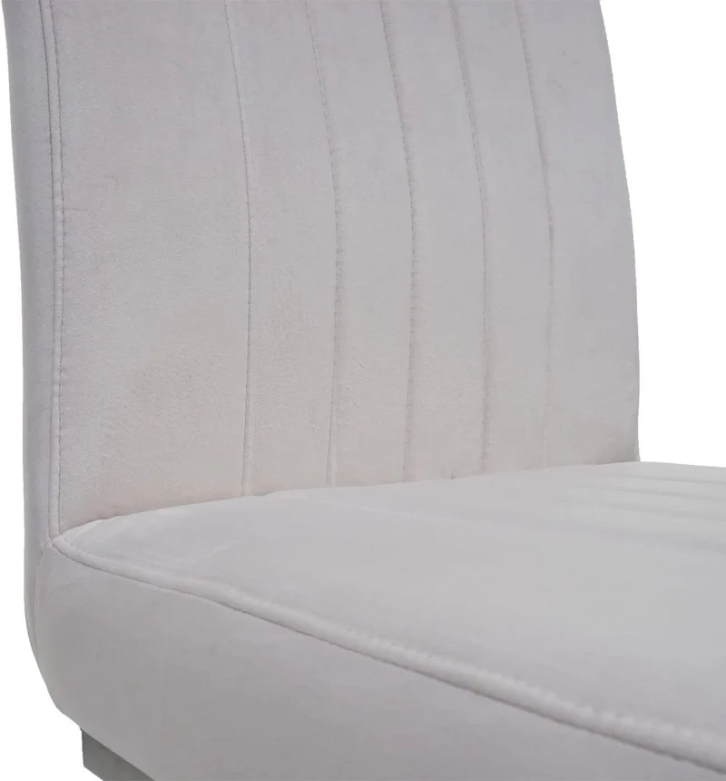 Lot de 2 chaises de salle à manger chaise de conférence en acier inoxydable brossé velours crème CDS04483