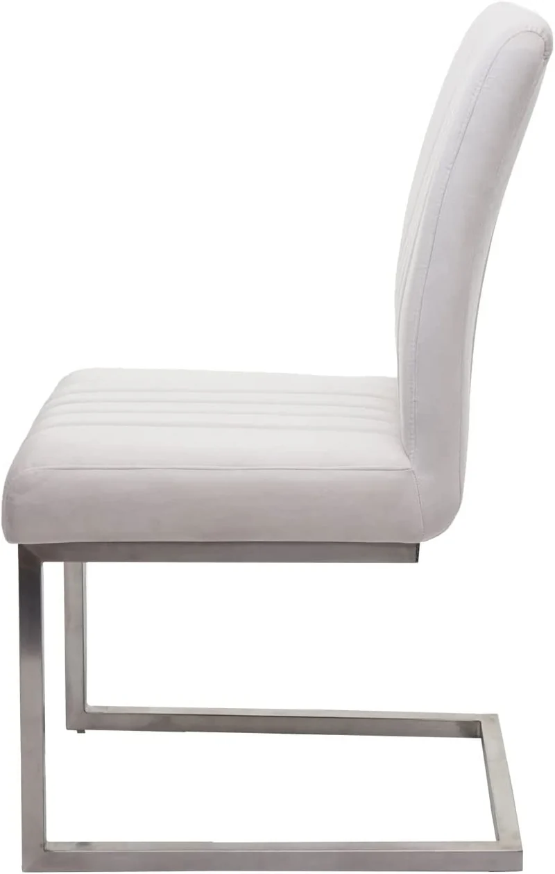 Lot de 2 chaises de salle à manger chaise de conférence en acier inoxydable brossé velours crème CDS04483