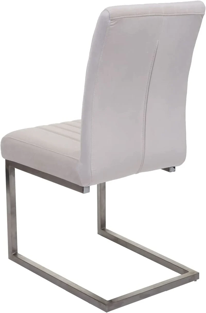 Lot de 2 chaises de salle à manger chaise de conférence en acier inoxydable brossé velours crème CDS04483