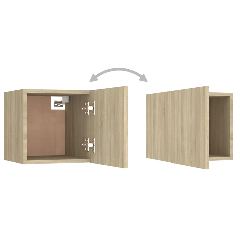 Lot de 2 tables de chevet avec compartiment avec porte 30,5 x 30 x 30cm bois ingénierie couleur chêne DEC035867
