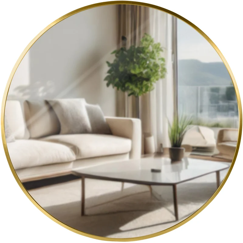 Miroir mural rond en métal doré diamètre 60 cm 10_0008417