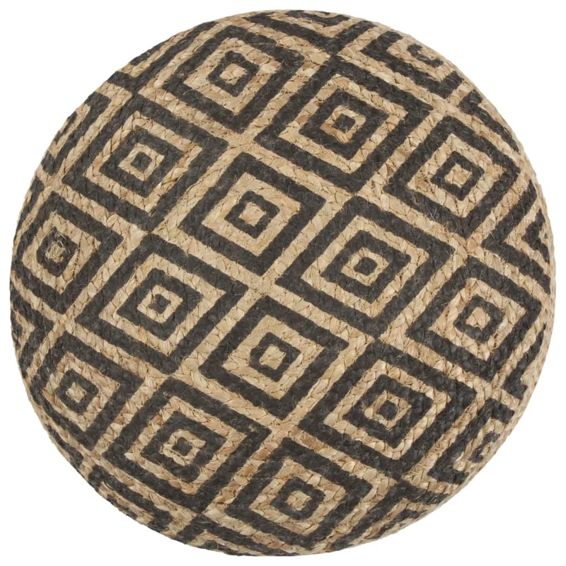 Pouf tabouret repose-pied en cordes de jute tressées à la main 45 x 30 cm jute noir DEC030009
