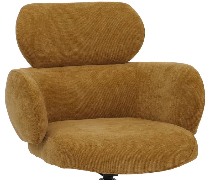 Chaise de salle à manger design contemporain pivotante avec fonction Auto-Return en tissu chenille jaune 04_0009368
