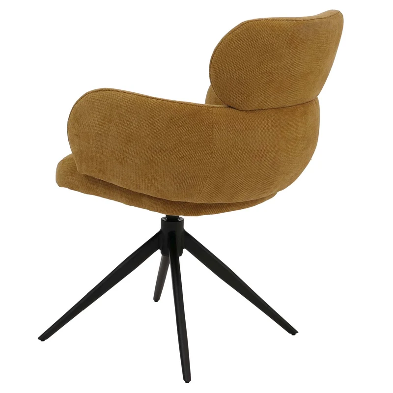 Chaise de salle à manger design contemporain pivotante avec fonction Auto-Return en tissu chenille jaune 04_0009368