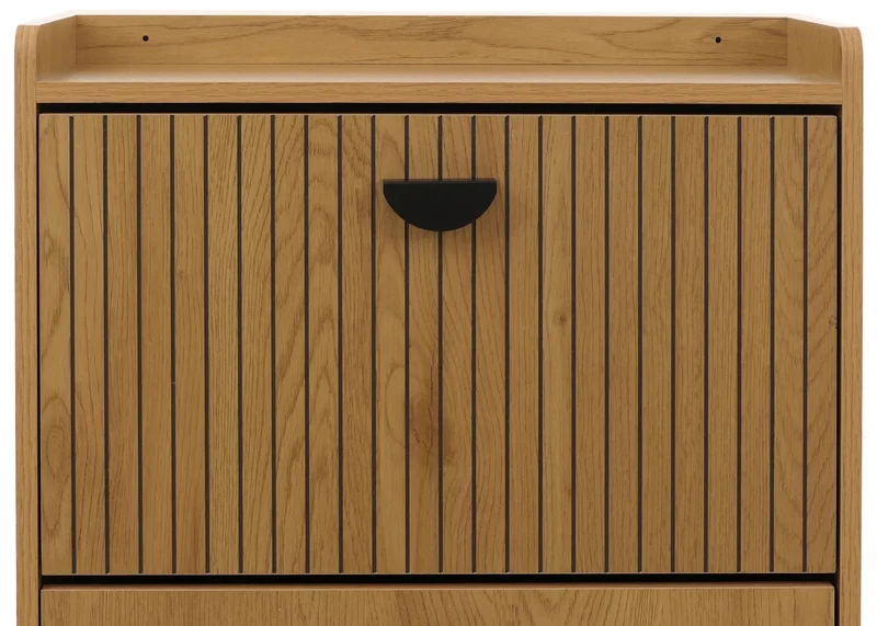 Meuble à chaussures armoire à chaussures avec 4 compartiments basculants 148 x 50 x 24 cm MDF mélaminé et métal finition bois naturel 04_0009184