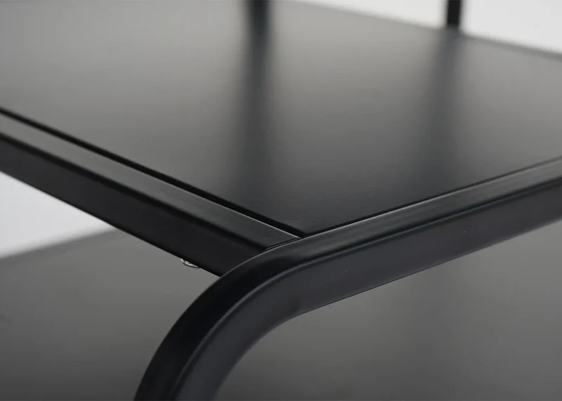Table basse rectangulaire moderne avec trois étagères salon design épuré 45 x 80 x 40 cm en acier noir 04_0009387