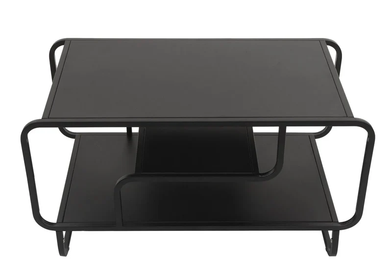 Table basse rectangulaire moderne avec trois étagères salon design épuré 45 x 80 x 40 cm en acier noir 04_0009387
