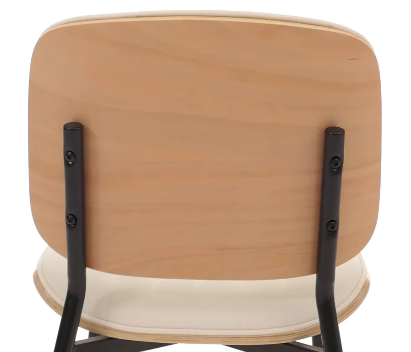 Lot de 2 chaises de salle à manger en bois courbé finition clair et simili cuir crème avec surpiqûres verticales décoratives design moderne et élégant 04_0009476