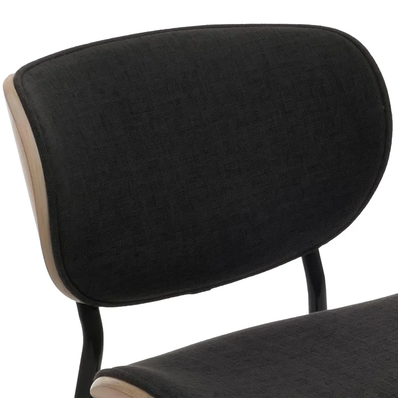 Lot de 2 chaises de salle à manger contemporain et intemporel bois cintré naturel tissu gris foncé 04_0009499