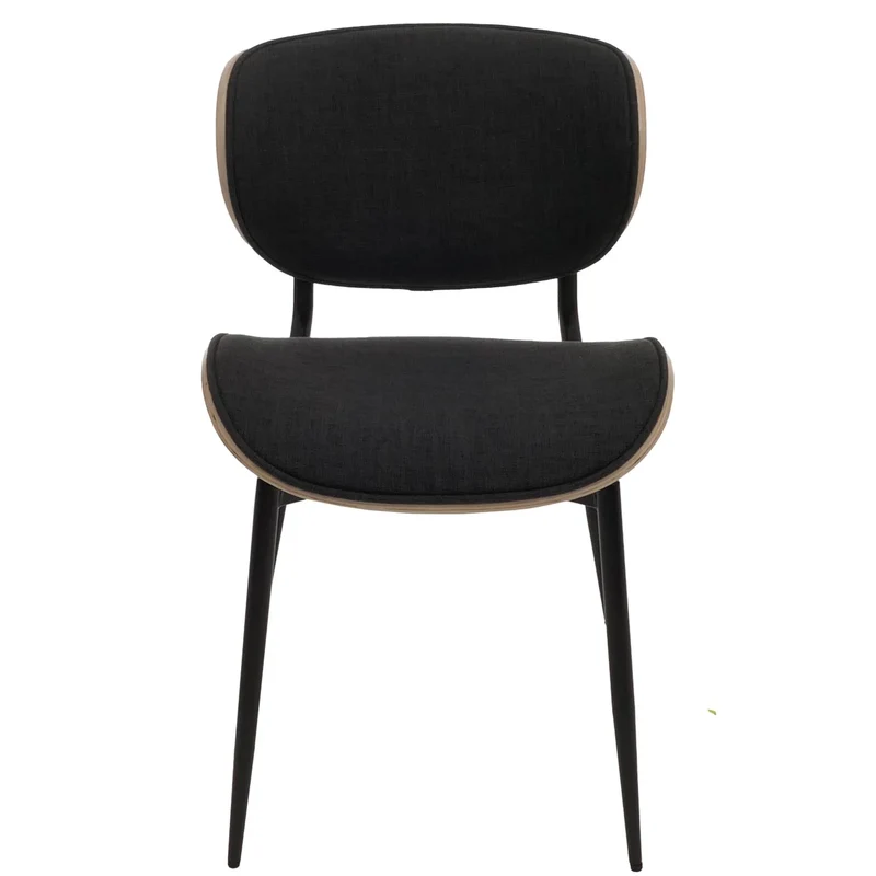Lot de 2 chaises de salle à manger contemporain et intemporel bois cintré naturel tissu gris foncé 04_0009499