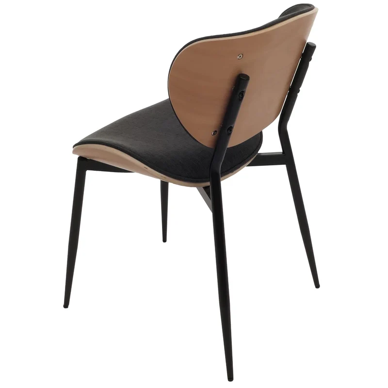 Lot de 2 chaises de salle à manger contemporain et intemporel bois cintré naturel tissu gris foncé 04_0009499