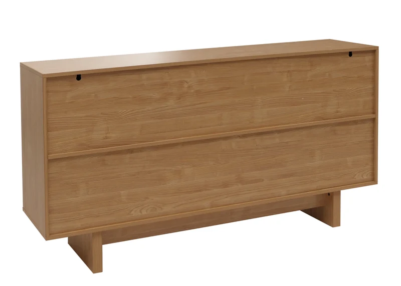 Buffet meuble de rangement avec 3 portes et 6 compartiments 86 x 160 x 40 cm mélaminé finition orme naturel 04_0009389