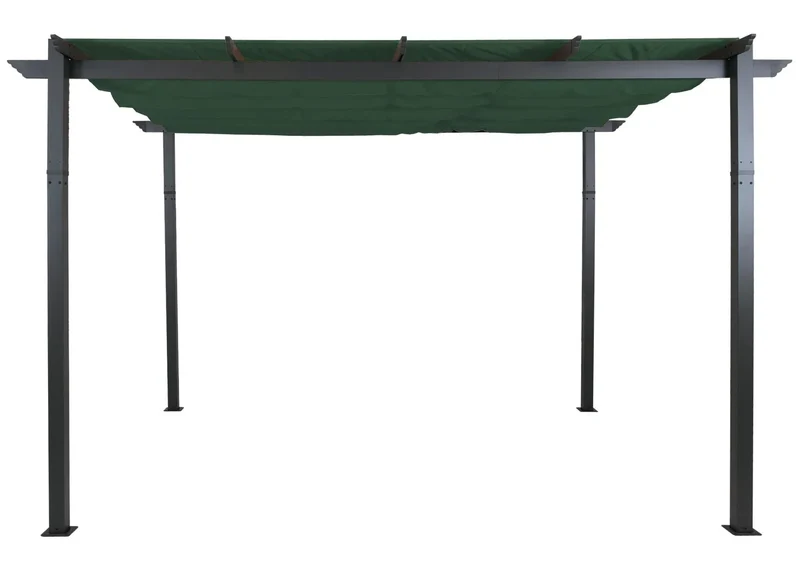 Pergola en aluminium pavillon de jardin avec toit coulissant structure robuste 8 cm protection UV50+ 3 x 4 m vert 04_0009577