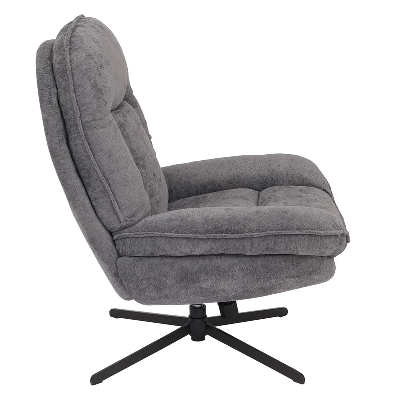 Fauteuil relax TV design moderne et confort fonction de bascule pivotant en métal et tissu chenille gris 04_0009031