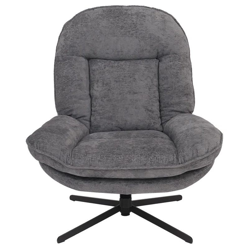 Fauteuil relax TV design moderne et confort fonction de bascule pivotant en métal et tissu chenille gris 04_0009031
