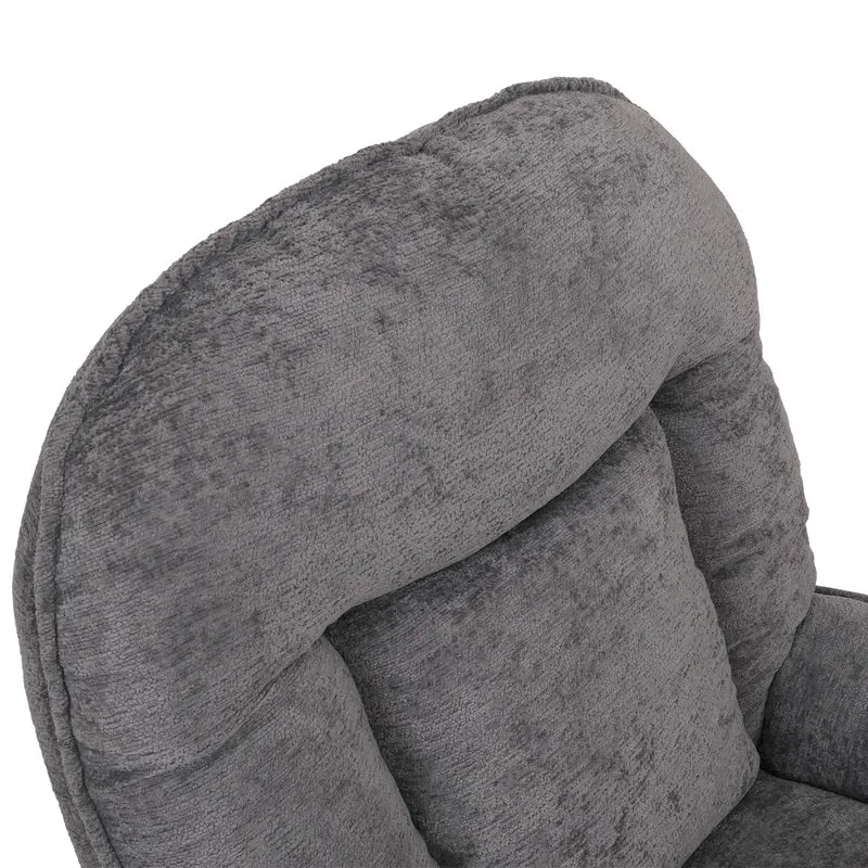 Fauteuil relax TV design moderne et confort fonction de bascule pivotant en métal et tissu chenille gris 04_0009031