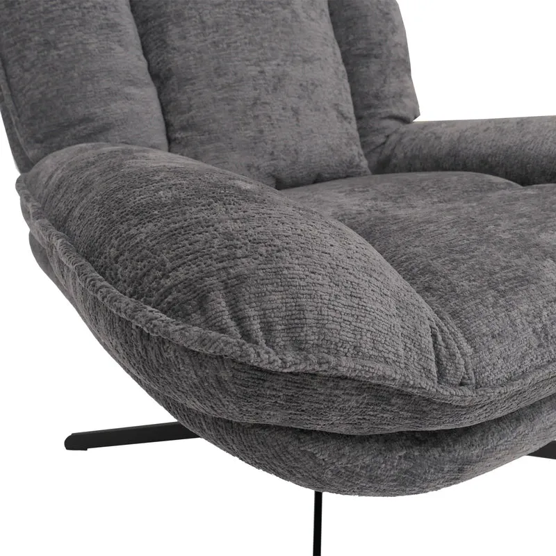 Fauteuil relax TV design moderne et confort fonction de bascule pivotant en métal et tissu chenille gris 04_0009031