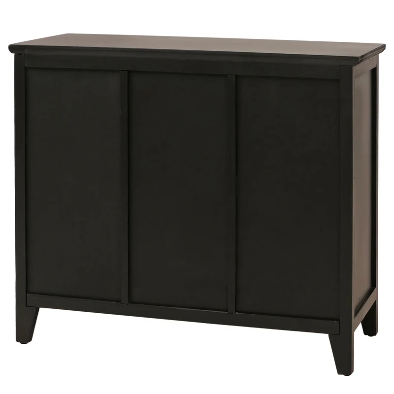 Commode style apothicaire buffet meuble de rangement avec tiroirs et portes style vintage rotin 80 x 91 x 40 cm structure noire 04_0009114