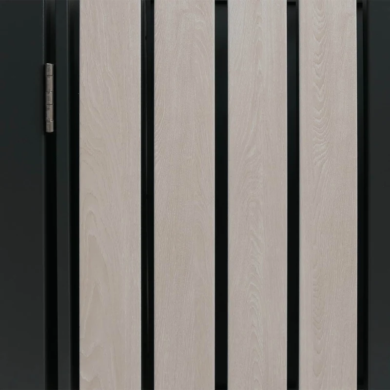 Abri pour 4 poubelles avec bac à plantes coffre poubelles 125 x 260 x 84 cm en métal anthracite aspect bois clair 04_0009314