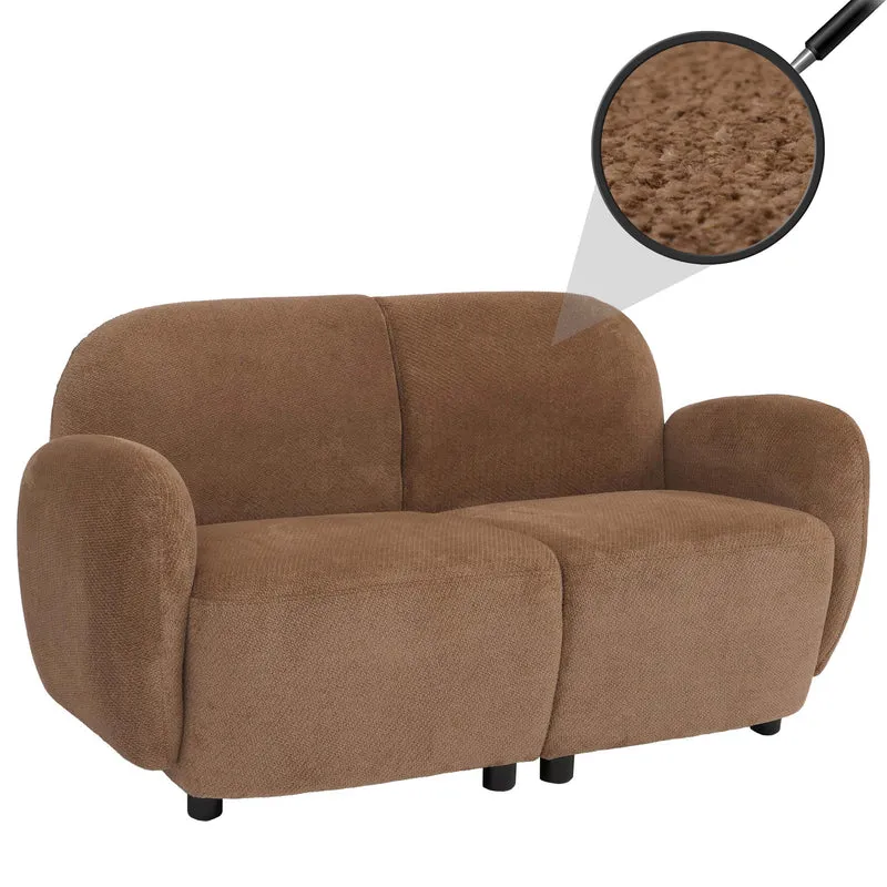 Canapé 2 places canapé lounge avec accoudoirs avec formes arrondies en tissu chenille marron 04_0009022