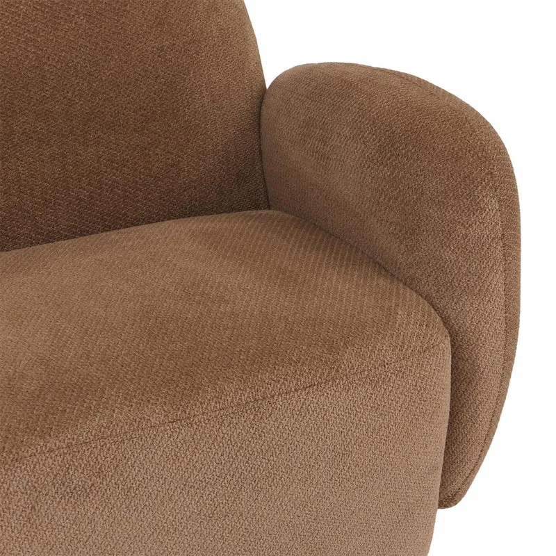 Canapé 2 places canapé lounge avec accoudoirs avec formes arrondies en tissu chenille marron 04_0009022