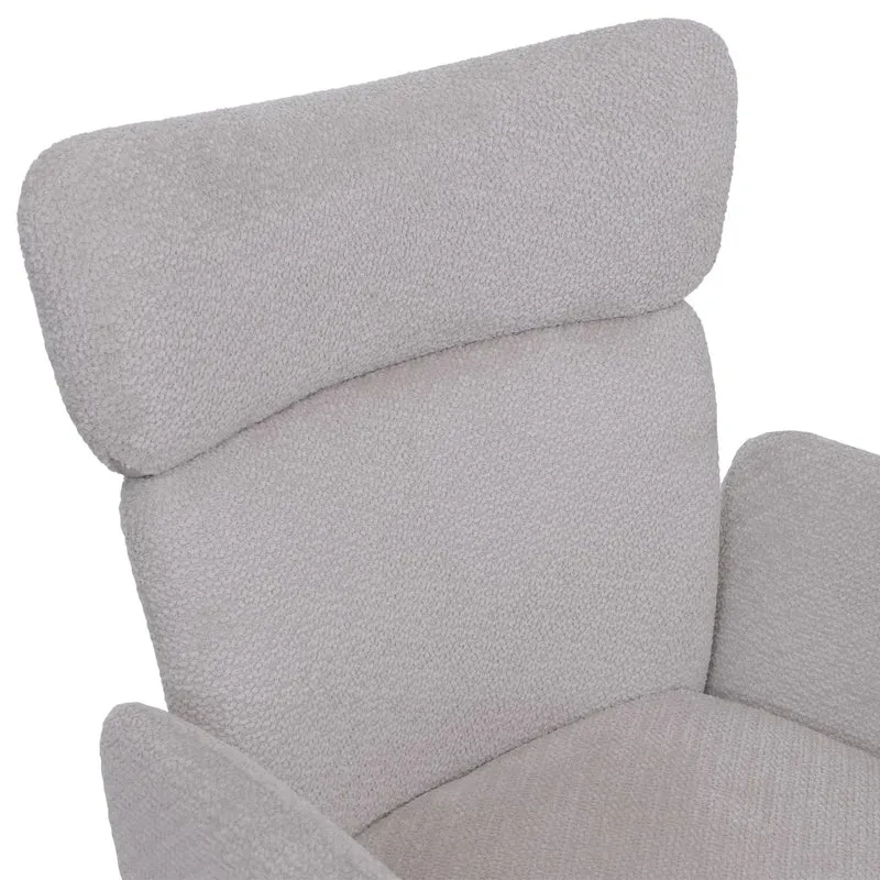 Lot de 2 chaises de salle à manger pivotante avec fonction auto-return tissu bouclé gris clair avec pieds métal 04_0008820