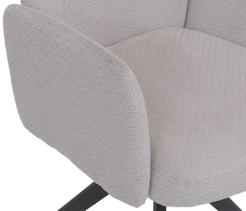 Lot de 2 chaises de salle à manger pivotante avec fonction auto-return tissu bouclé gris clair avec pieds métal 04_0008820