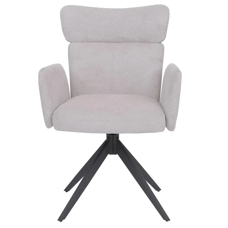 Lot de 2 chaises de salle à manger pivotante avec fonction auto-return tissu bouclé gris clair avec pieds métal 04_0008820