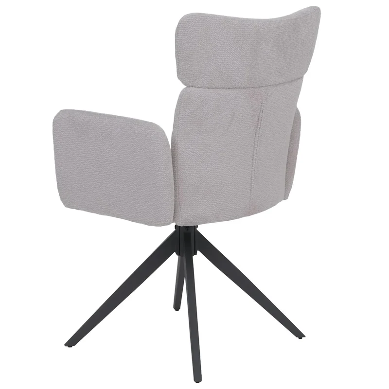 Lot de 2 chaises de salle à manger pivotante avec fonction auto-return tissu bouclé gris clair avec pieds métal 04_0008820