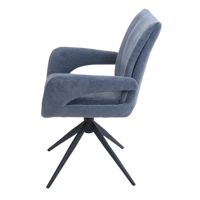 Chaise de salle à manger pivotante moderne accoudoirs enveloppants 90 x 60 x 60 cm confort d'assise ergonomique en tissu chenille bleu 04_0009331