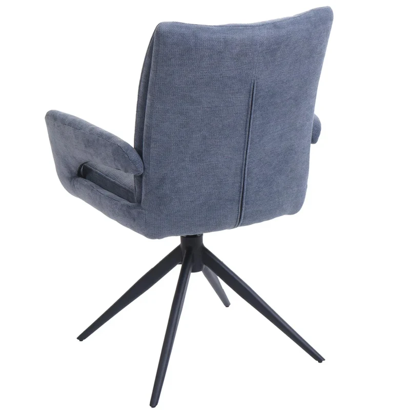 Chaise de salle à manger pivotante moderne accoudoirs enveloppants 90 x 60 x 60 cm confort d'assise ergonomique en tissu chenille bleu 04_0009331