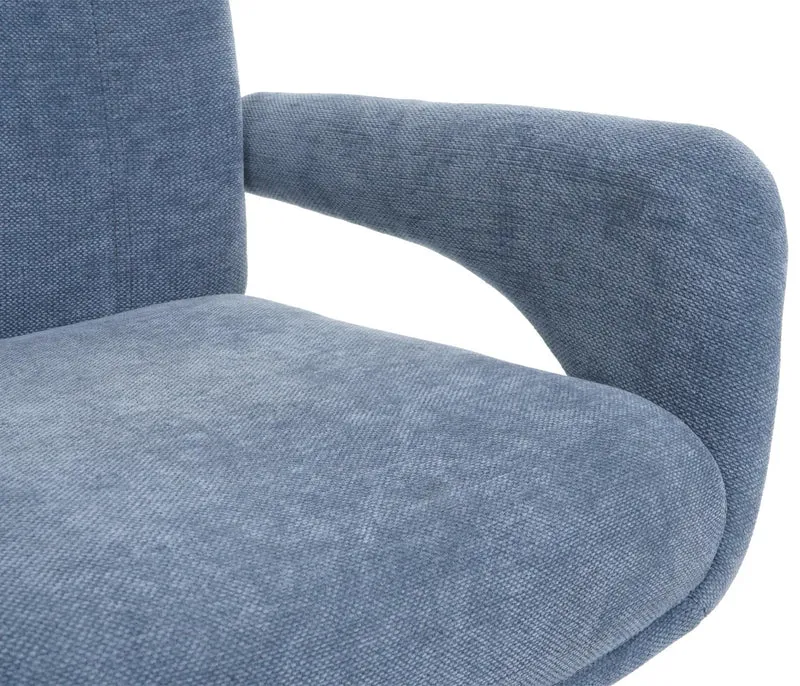 Chaise de salle à manger pivotante moderne accoudoirs enveloppants 90 x 60 x 60 cm confort d'assise ergonomique en tissu chenille bleu 04_0009331
