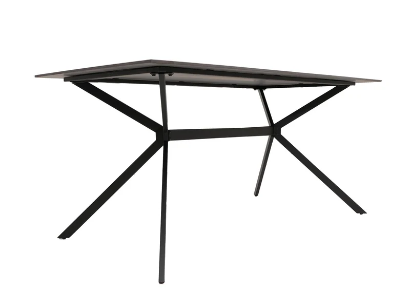 Table à manger en pierre frittée et métal effet marbre noir et or 160 cm 04_0009225
