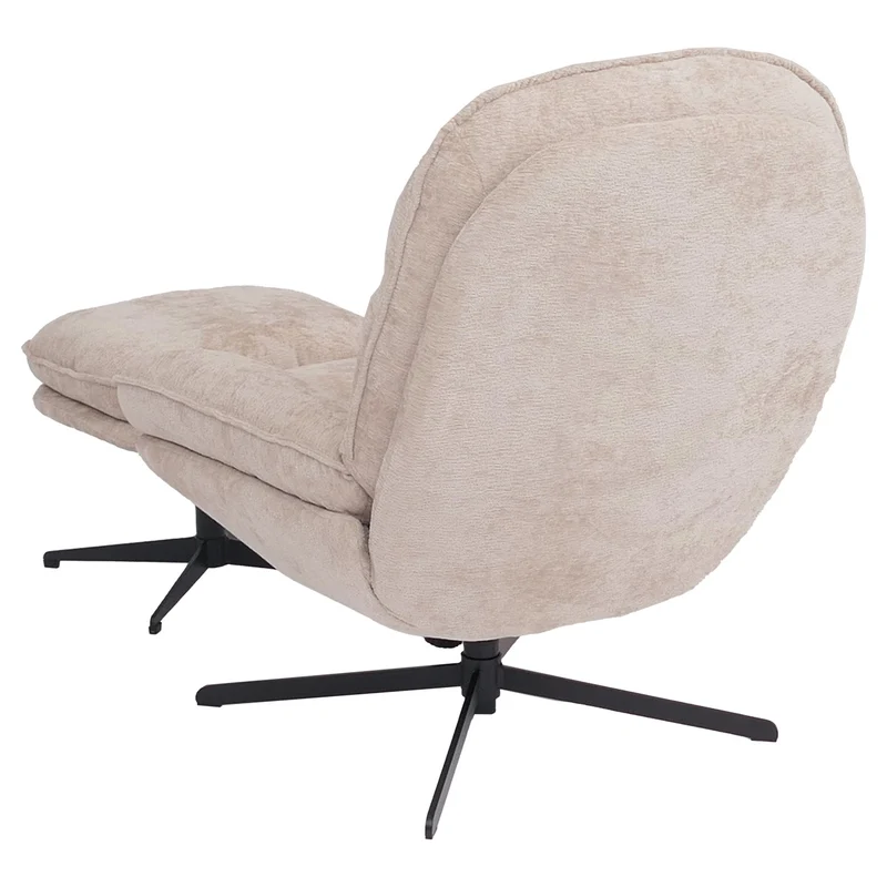 Fauteuil relax avec repose-pieds fauteuil TV pivotant avec suspension métal et tissu chenille crème 04_0009041