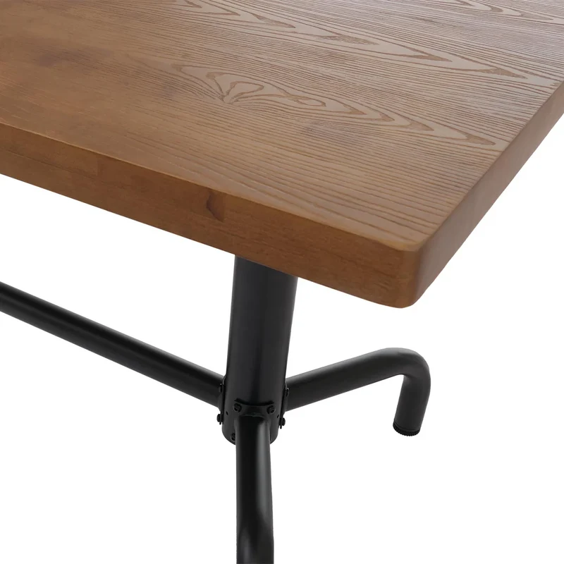 Table à manger style industrie 140 x 80 cm en bois finition naturelle avec structure acier noire 04_0008979