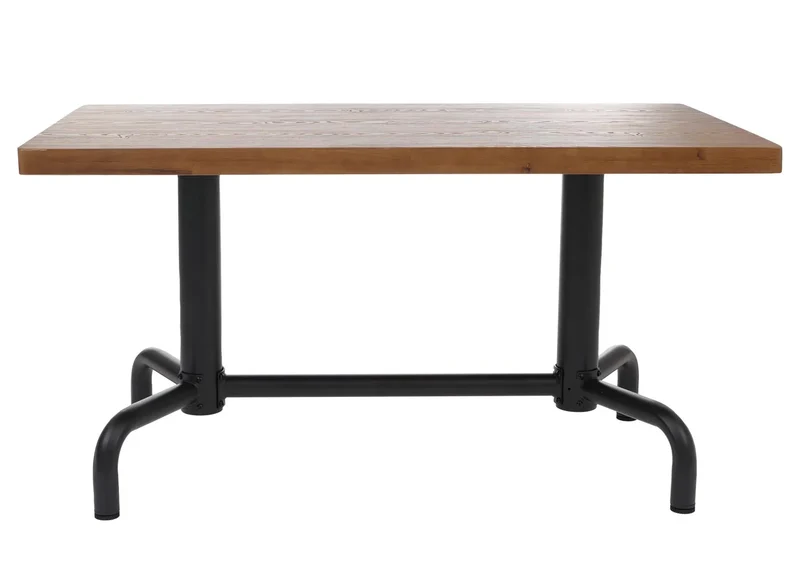 Table à manger style industrie 140 x 80 cm en bois finition naturelle avec structure acier noire 04_0008979