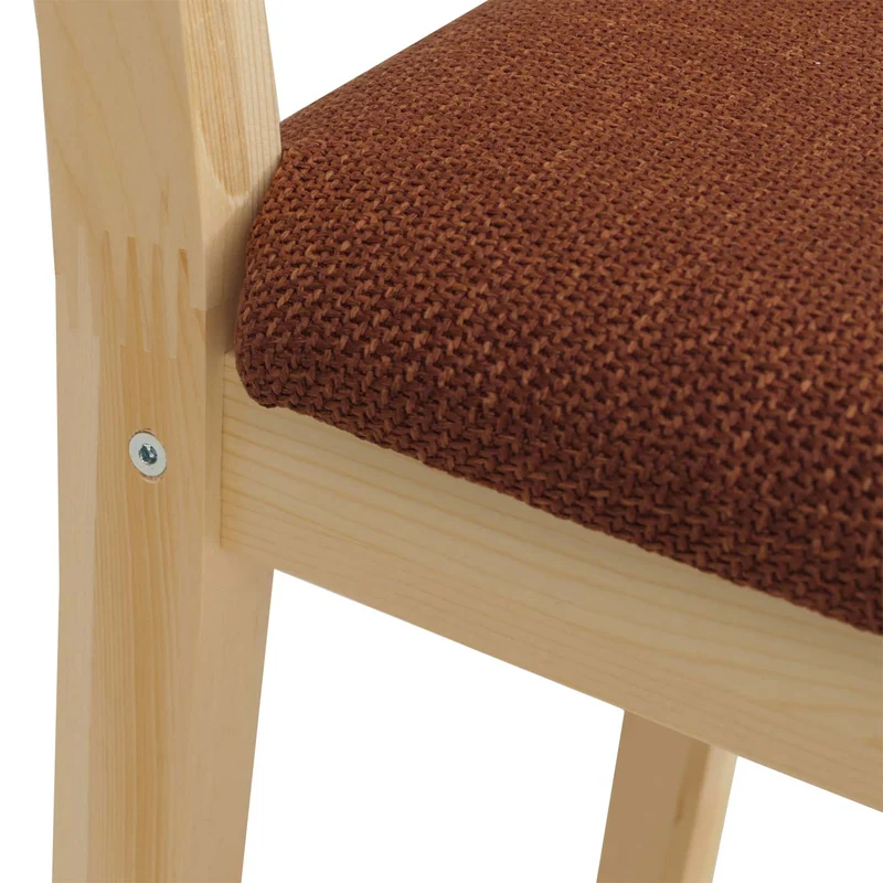 Ensemble de salle à manger table et 4 chaises style maison de campagne bois massif de pin finition naturelle avec assises terracotta 04_0009061