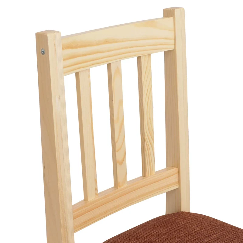 Ensemble de salle à manger table et 4 chaises style maison de campagne bois massif de pin finition naturelle avec assises terracotta 04_0009061