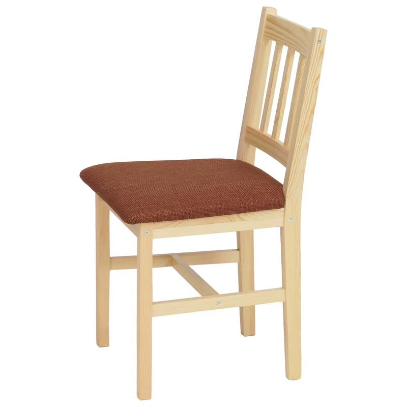 Ensemble de salle à manger table et 4 chaises style maison de campagne bois massif de pin finition naturelle avec assises terracotta 04_0009061