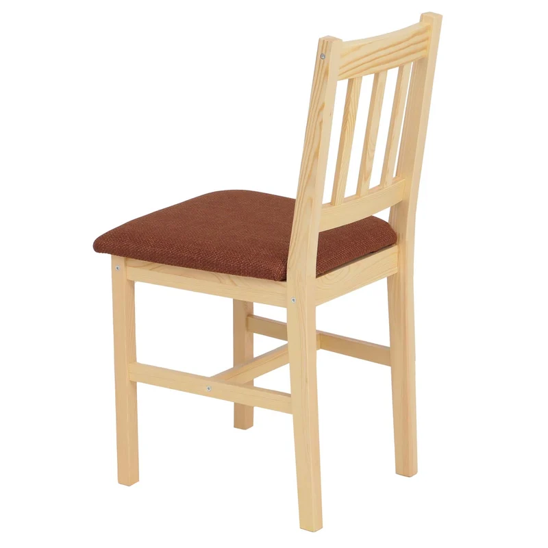 Ensemble de salle à manger table et 4 chaises style maison de campagne bois massif de pin finition naturelle avec assises terracotta 04_0009061
