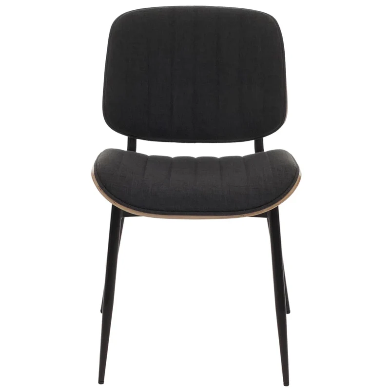 Lot de 2 chaises de salle à manger design moderne en bois cintré finition naturelle avec assise en tissu gris foncé 04_0009466