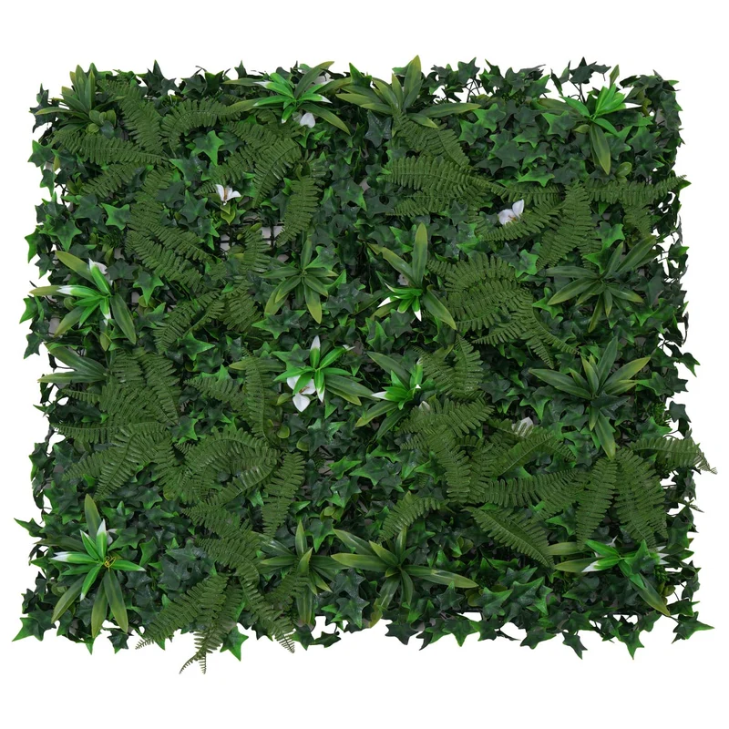Panneaux muraux végétaux mur végétal décoratif avec plantes artificielles intérieur extérieur 4 panneaux 50 x 50 cm 1 m² fougère lierre 04_0009176