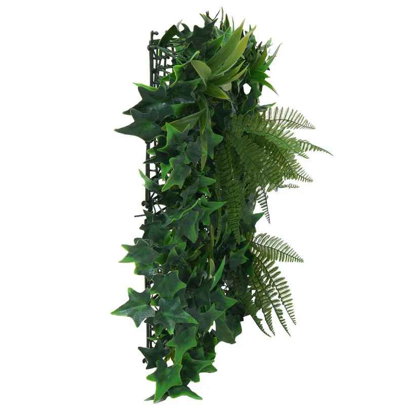 Panneaux muraux végétaux mur végétal décoratif avec plantes artificielles intérieur extérieur 4 panneaux 50 x 50 cm 1 m² fougère lierre 04_0009176